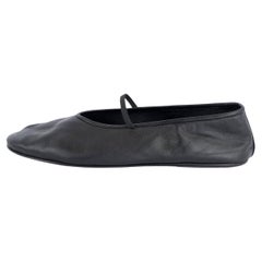 THE ROW black leather ELASTIC Ballet Flats Shoes 38.5