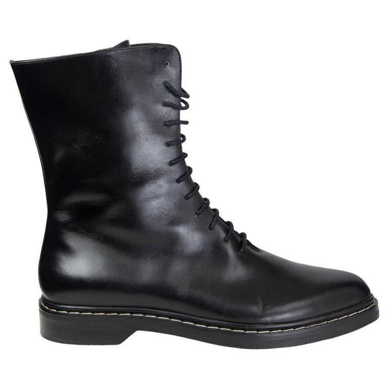 The Row 2025 Zipper Combat Boot Brown Black Lambskin 572083