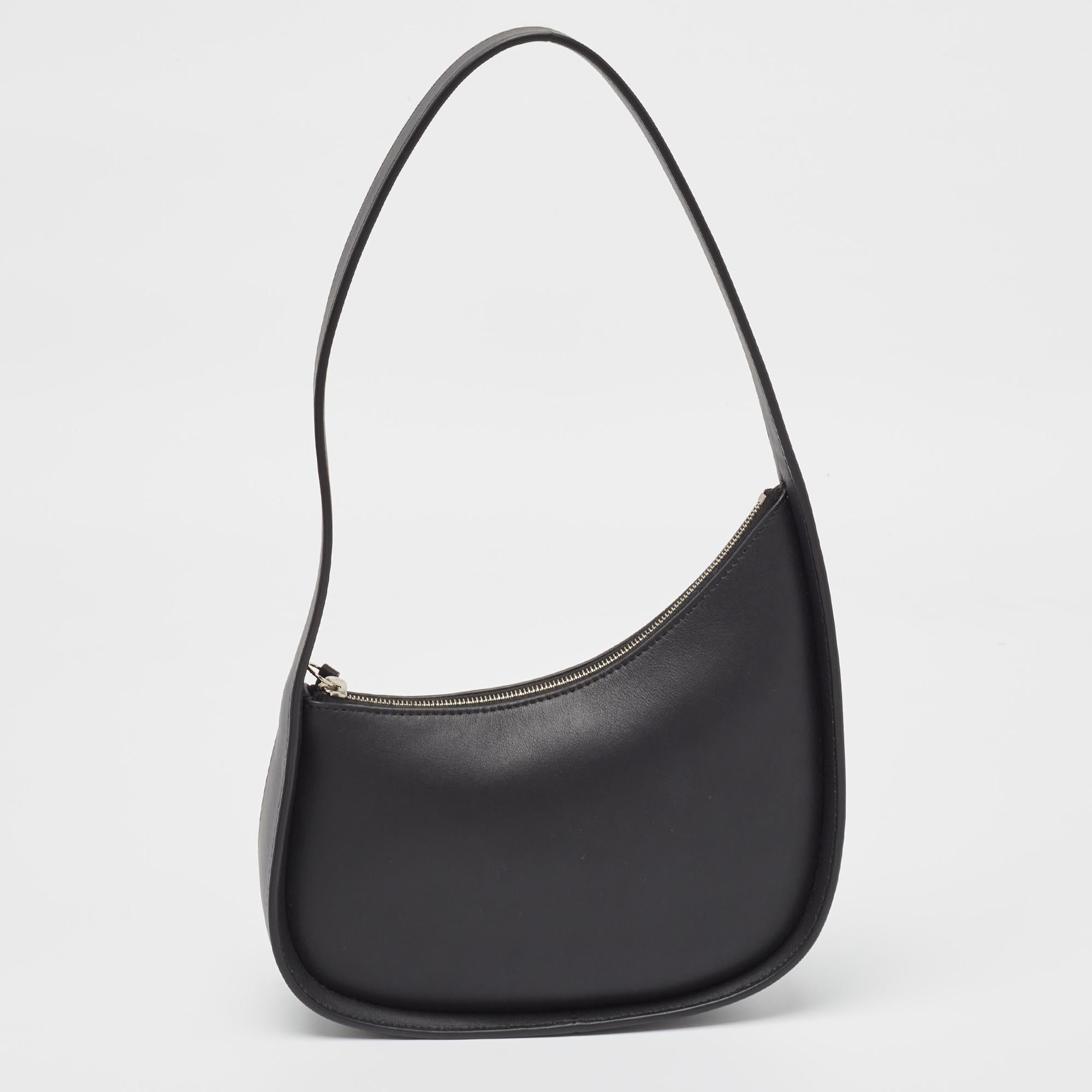 Women's The Row Black Leather Half Moon Shoulder Bag