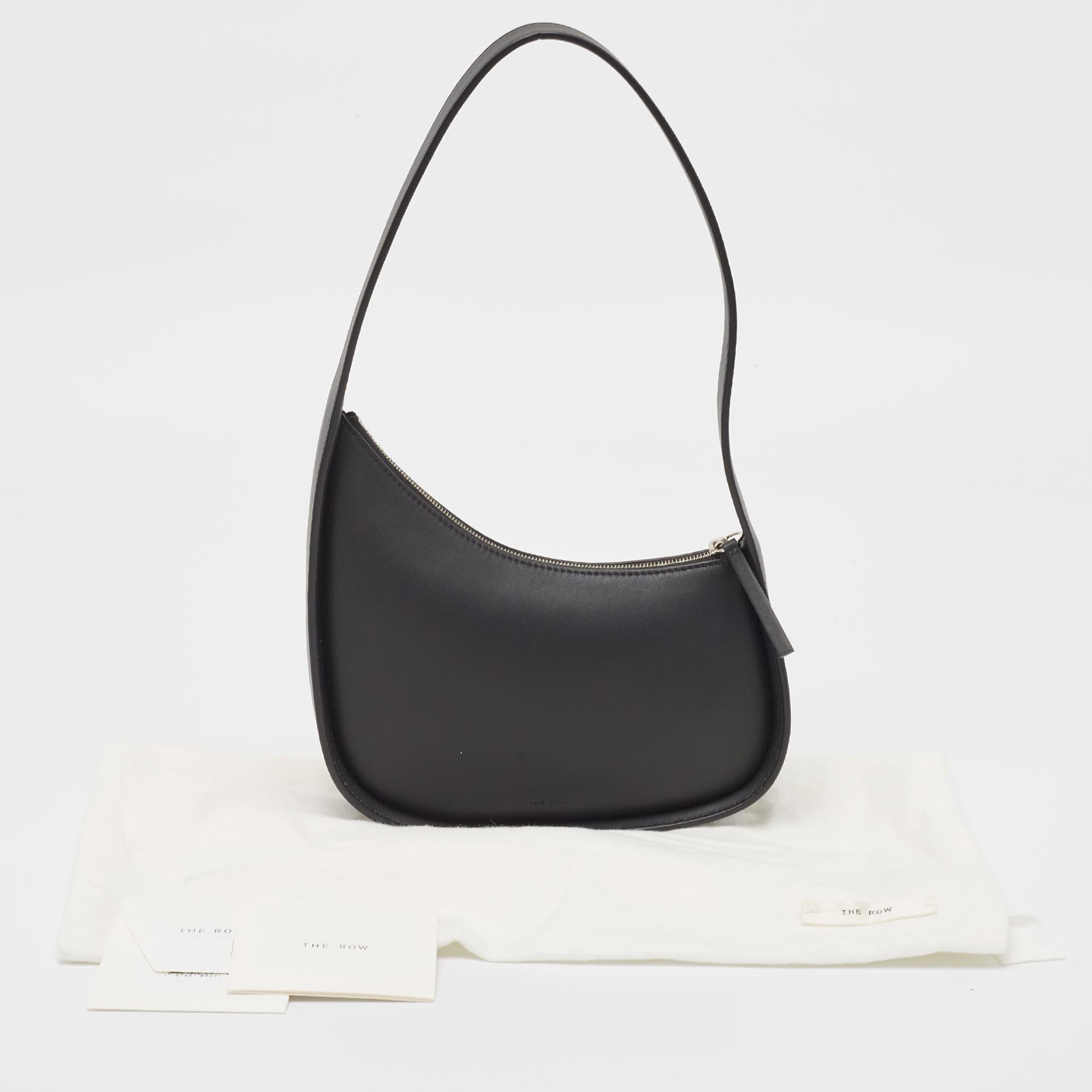 The Row Black Leather Half Moon Shoulder Bag 5