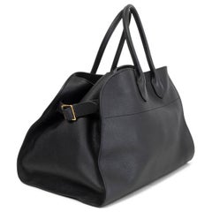 THE ROW black leather MARGAUX 15 SOFT TOTE Bag