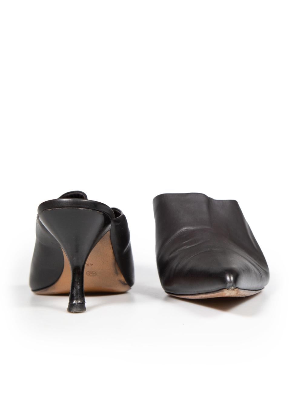 The Row Black Leather Pointed Toe Mules Size IT 42 In Excellent Condition In London, GB
