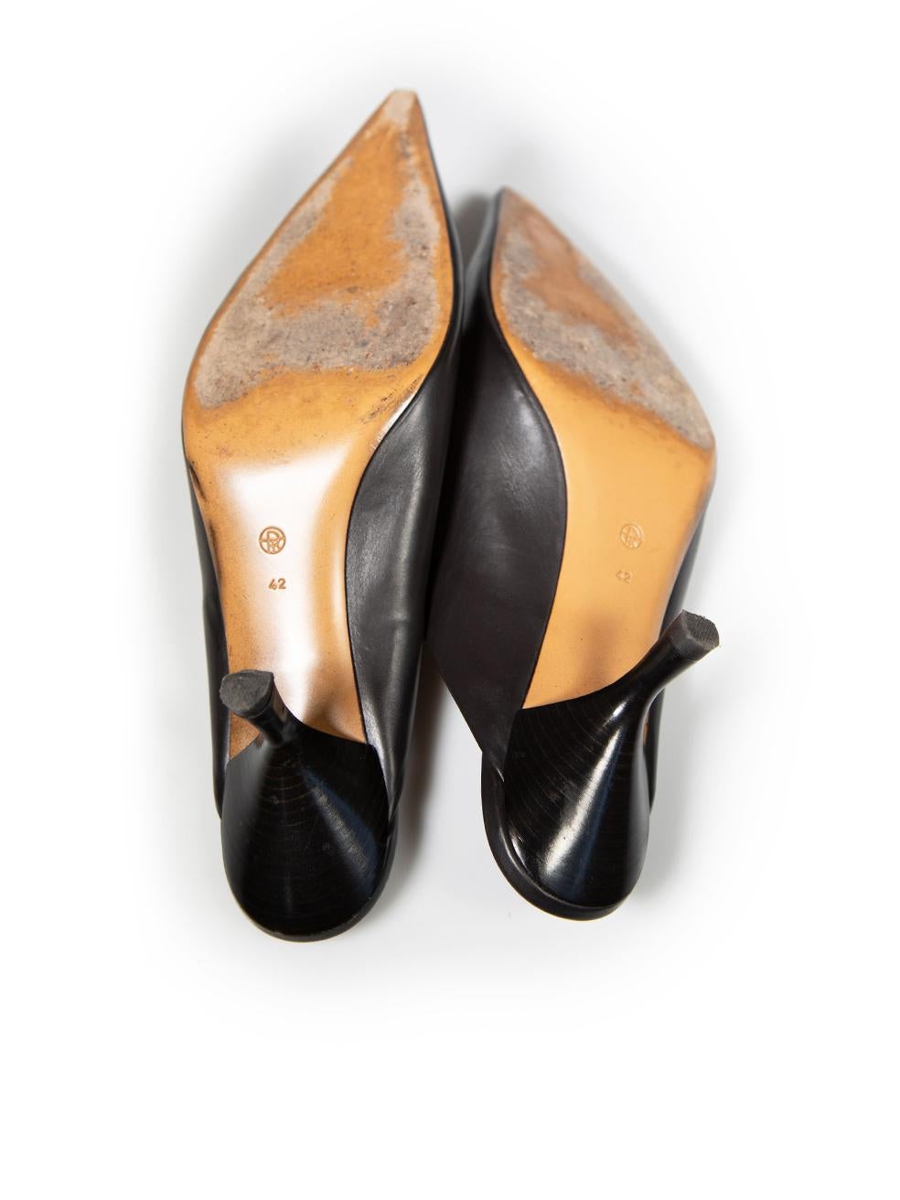 Women's The Row Black Leather Pointed Toe Mules Size IT 42