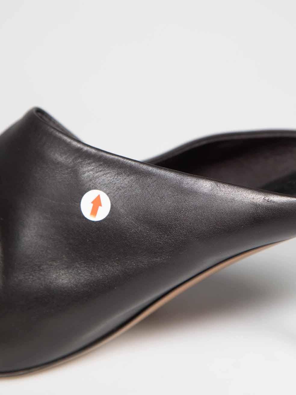 The Row Black Leather Pointed Toe Mules Size IT 42 4