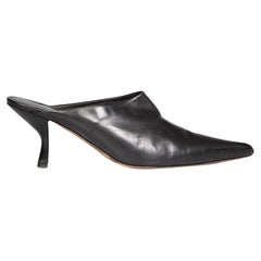 The Row Black Leather Pointed Toe Mules Size IT 42