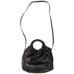 The Row Black Leather Small Double Circle Bag