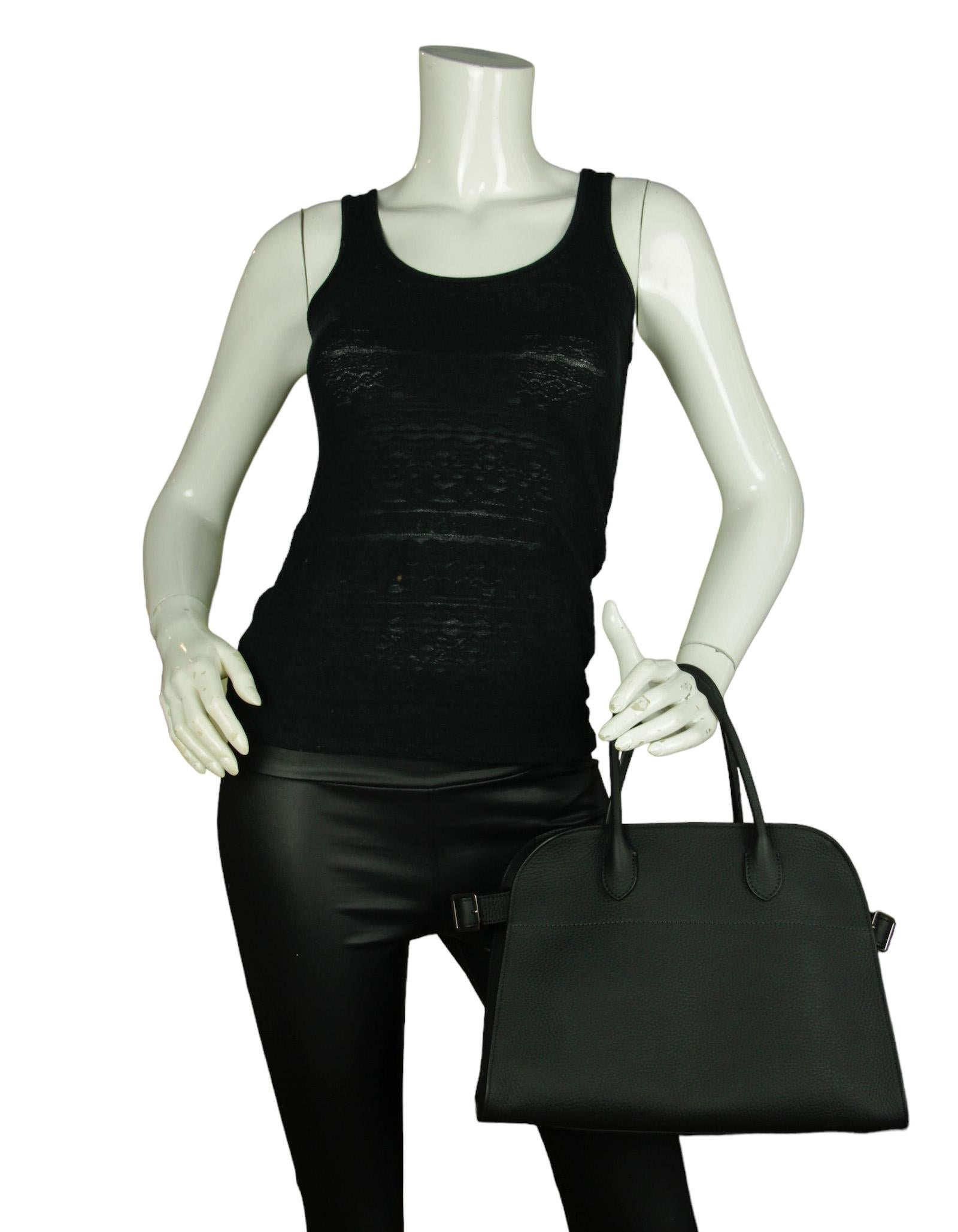 The Row Black Leather Soft Margaux 12 Bag w/ Strap In New Condition In New York, NY