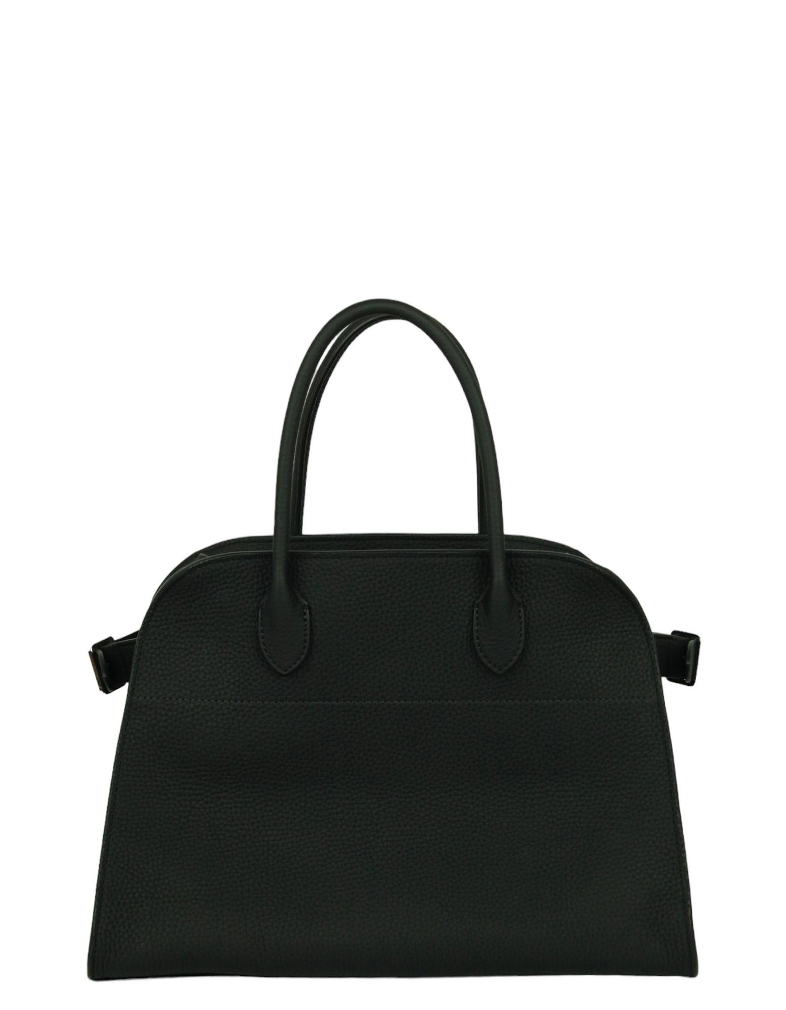 Women's The Row Black Leather Soft Margaux 12 Bag w/ Strap