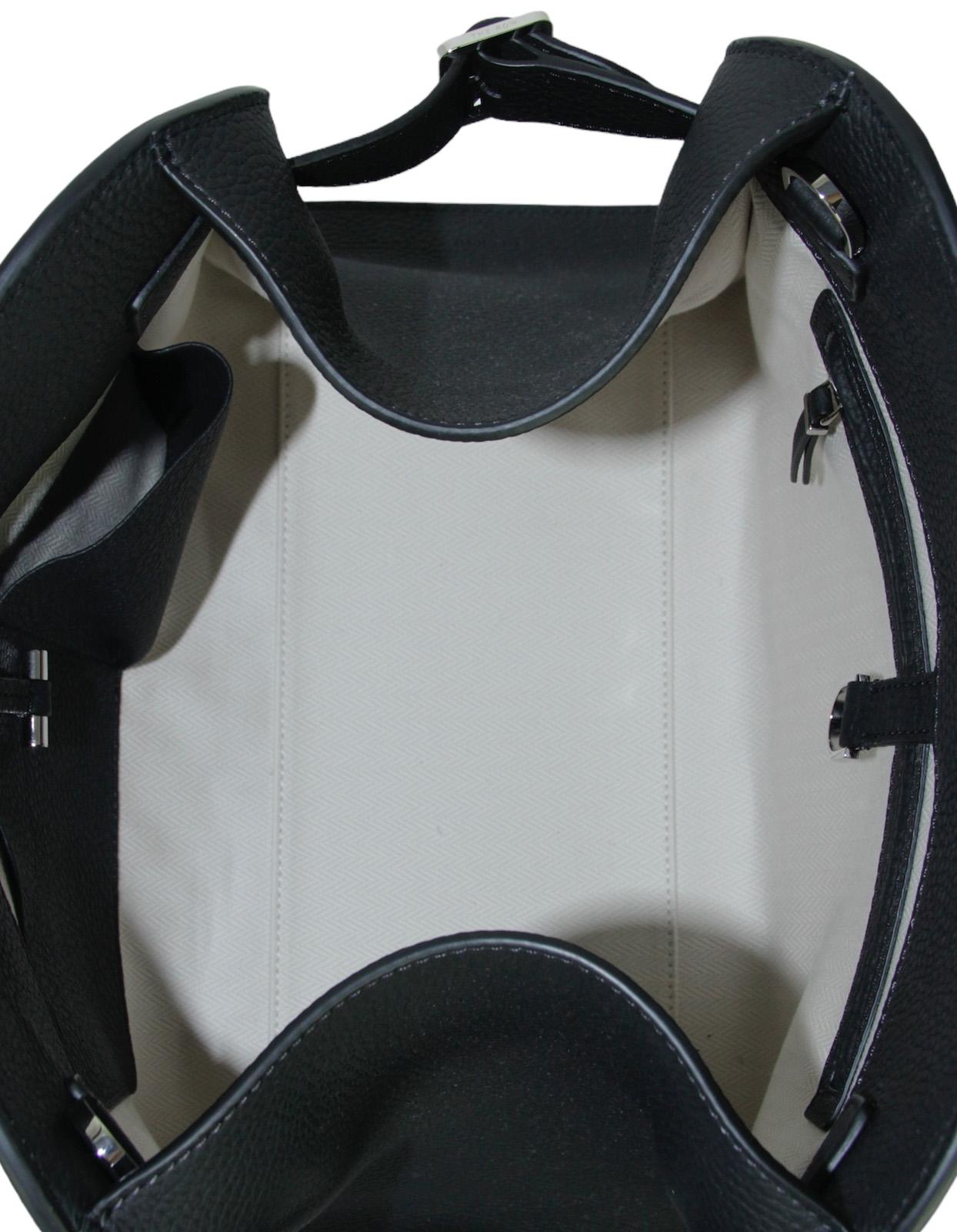 The Row Black Leather Soft Margaux 12 Bag w/ Strap 3