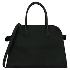 The Row Black Leather Soft Margaux 12 Bag w/ Strap