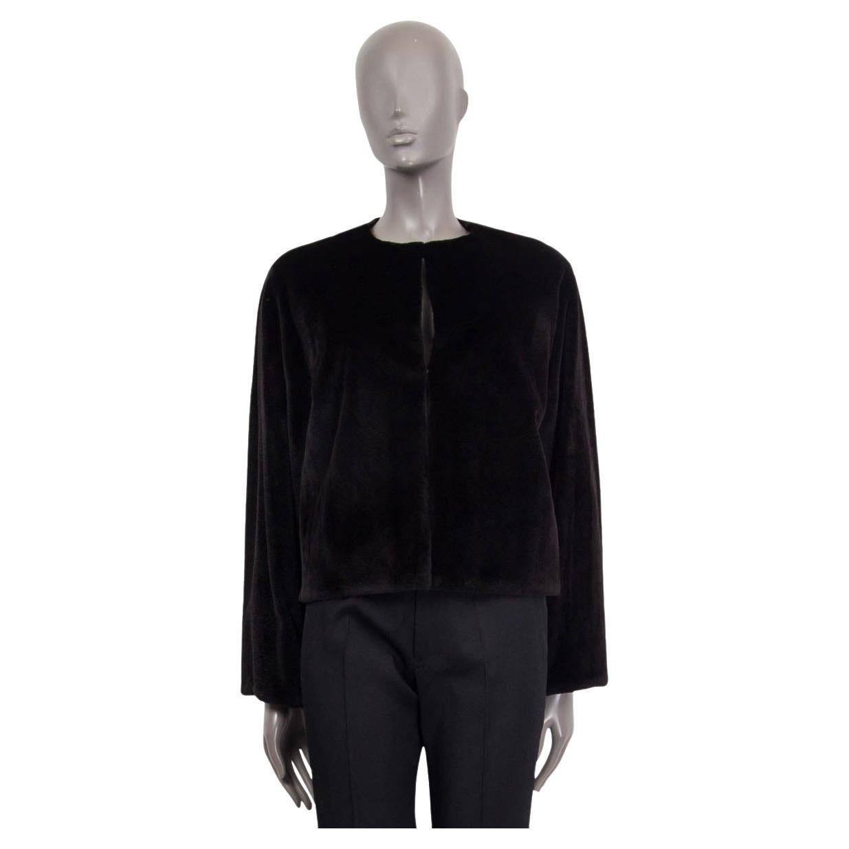 THE ROW black MINK FUR Collarless Short Jacket XS For Sale