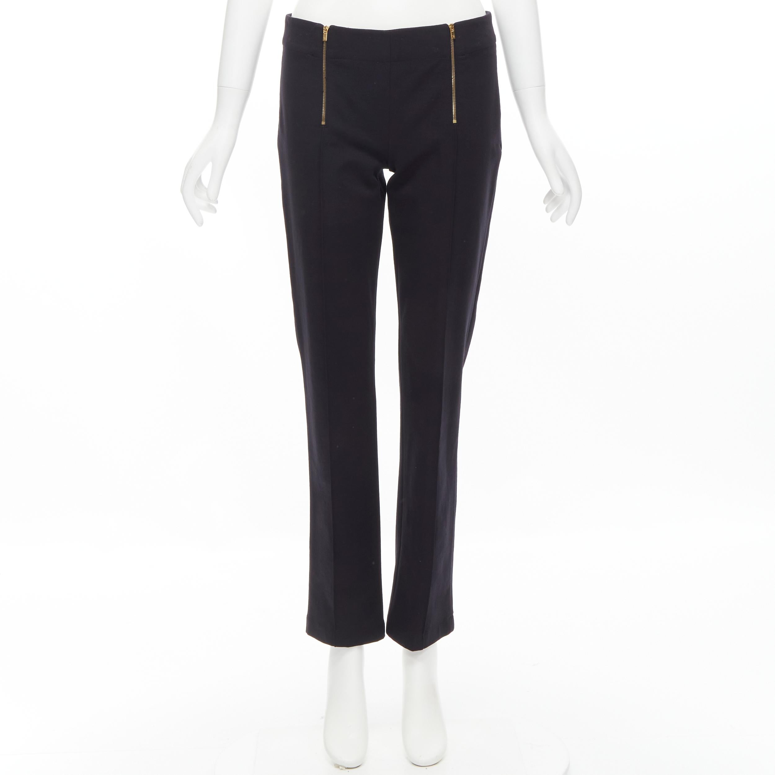 THE ROW black modal cotton dual gold zipper minimal legging pants XSXS For Sale 3
