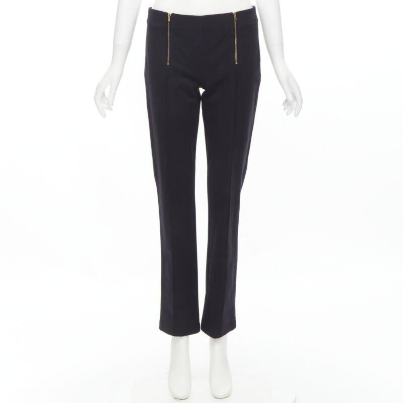 THE ROW black modal cotton dual gold zipper minimal legging pants XSXS For Sale 5
