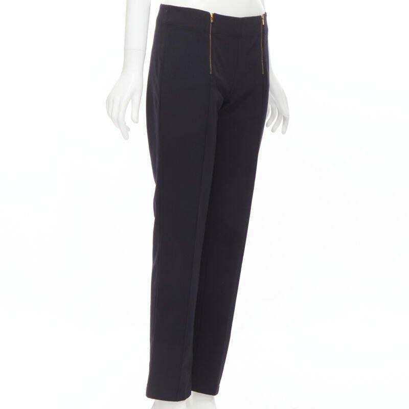 Black THE ROW black modal cotton dual gold zipper minimal legging pants XSXS For Sale