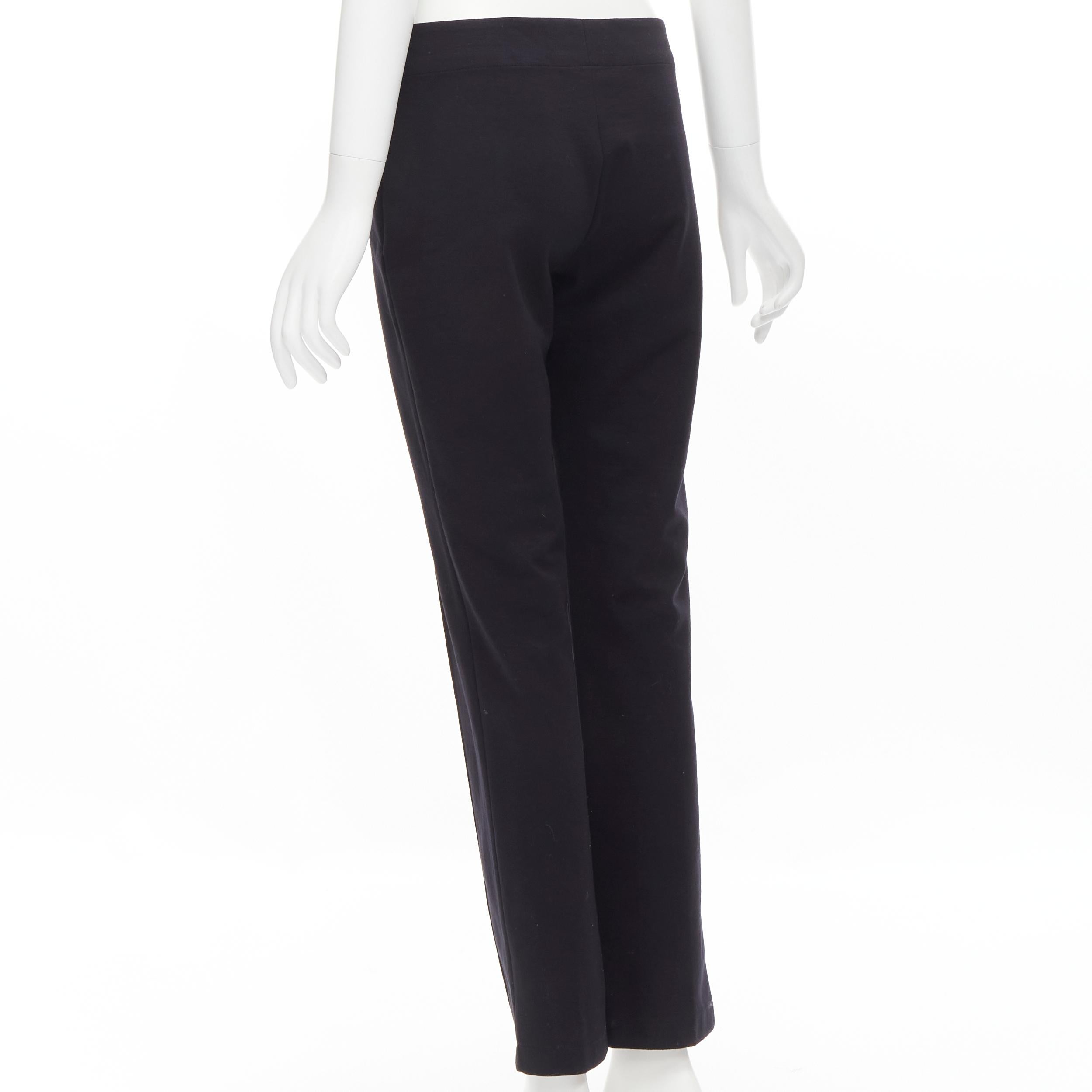 Black THE ROW black modal cotton dual gold zipper minimal legging pants XSXS For Sale