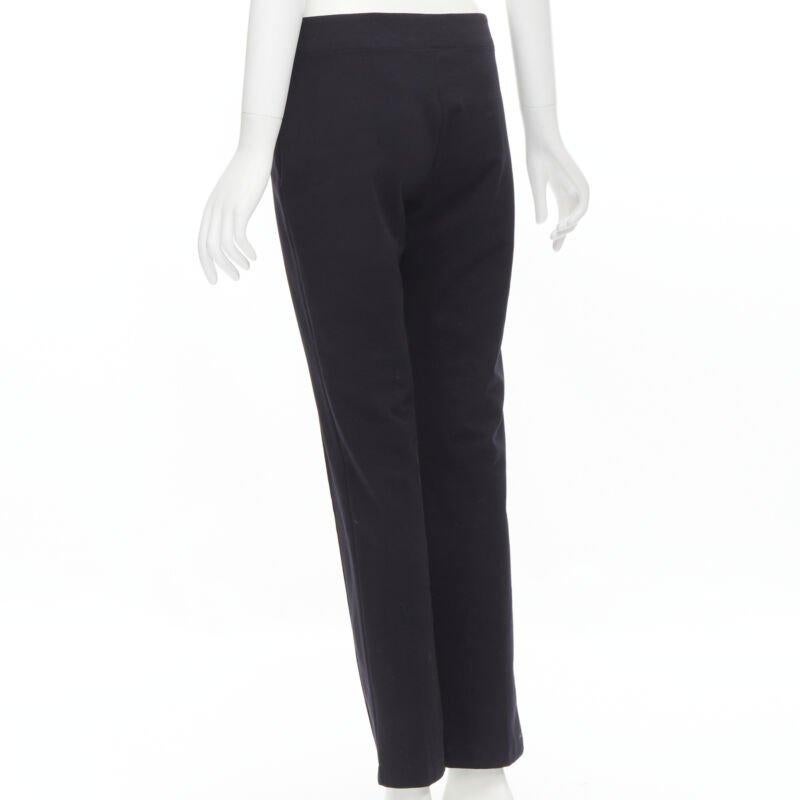 Women's THE ROW black modal cotton dual gold zipper minimal legging pants XSXS For Sale
