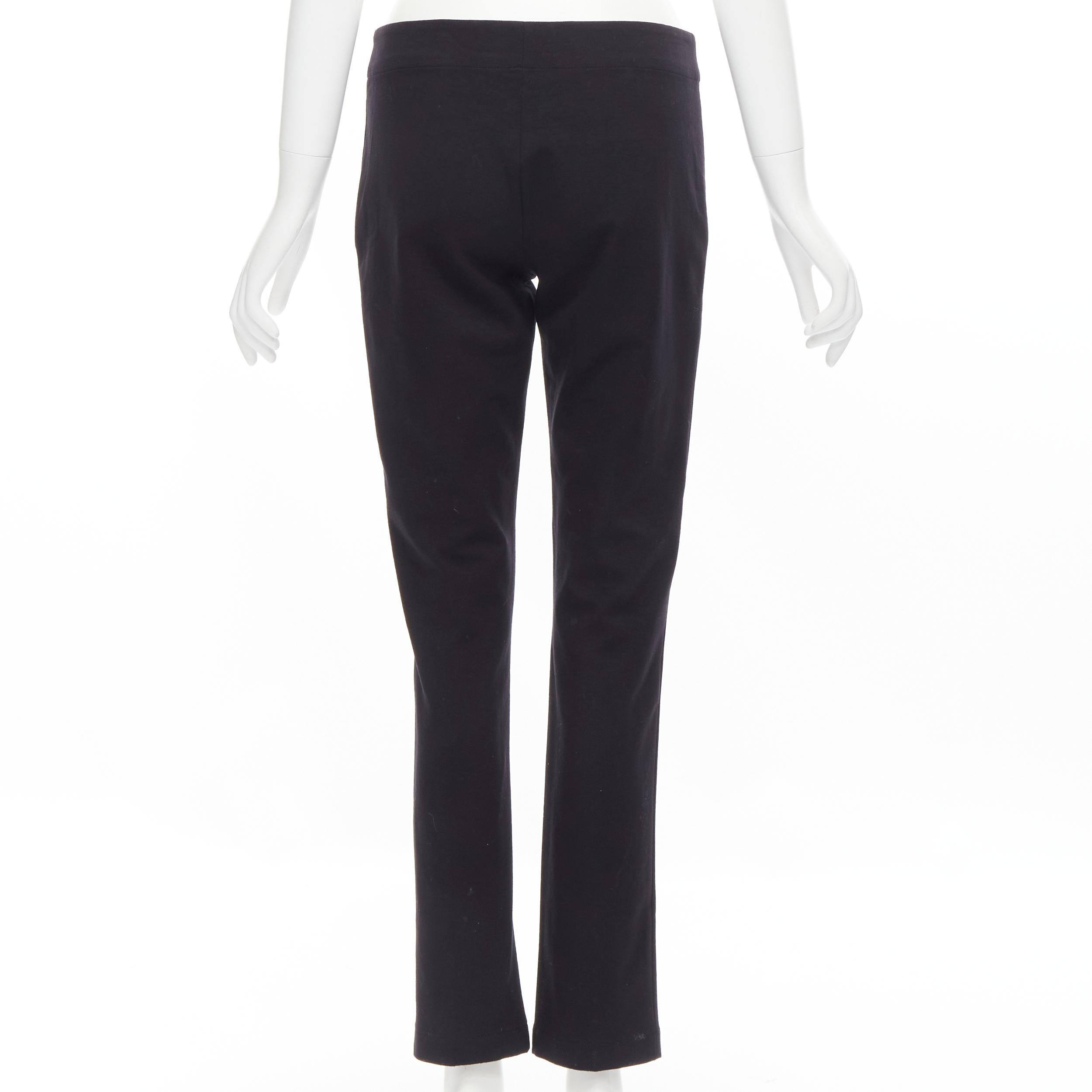 THE ROW black modal cotton dual gold zipper minimal legging pants XSXS In Excellent Condition For Sale In Hong Kong, NT