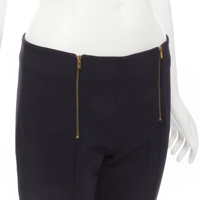 THE ROW black modal cotton dual gold zipper minimal legging pants XSXS For Sale 2