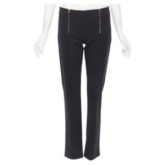 THE Row - Pantaloni legging neri in cotone modale con doppia cerniera dorata XSXS