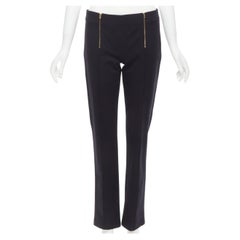 THE ROW black modal cotton dual gold zipper minimal legging pants XSXS