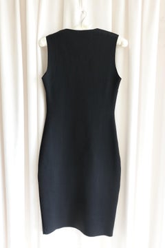 The Row Black Neoprene Body Con Sleeveless Sheath Dress