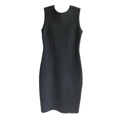 The Row Black Neoprene Body Con Sleeveless Sheath Dress
