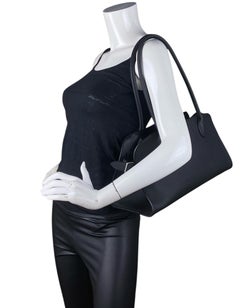 The Row Black Pebbled Calfskin Leather E/W Soft Margaux 12 Bag