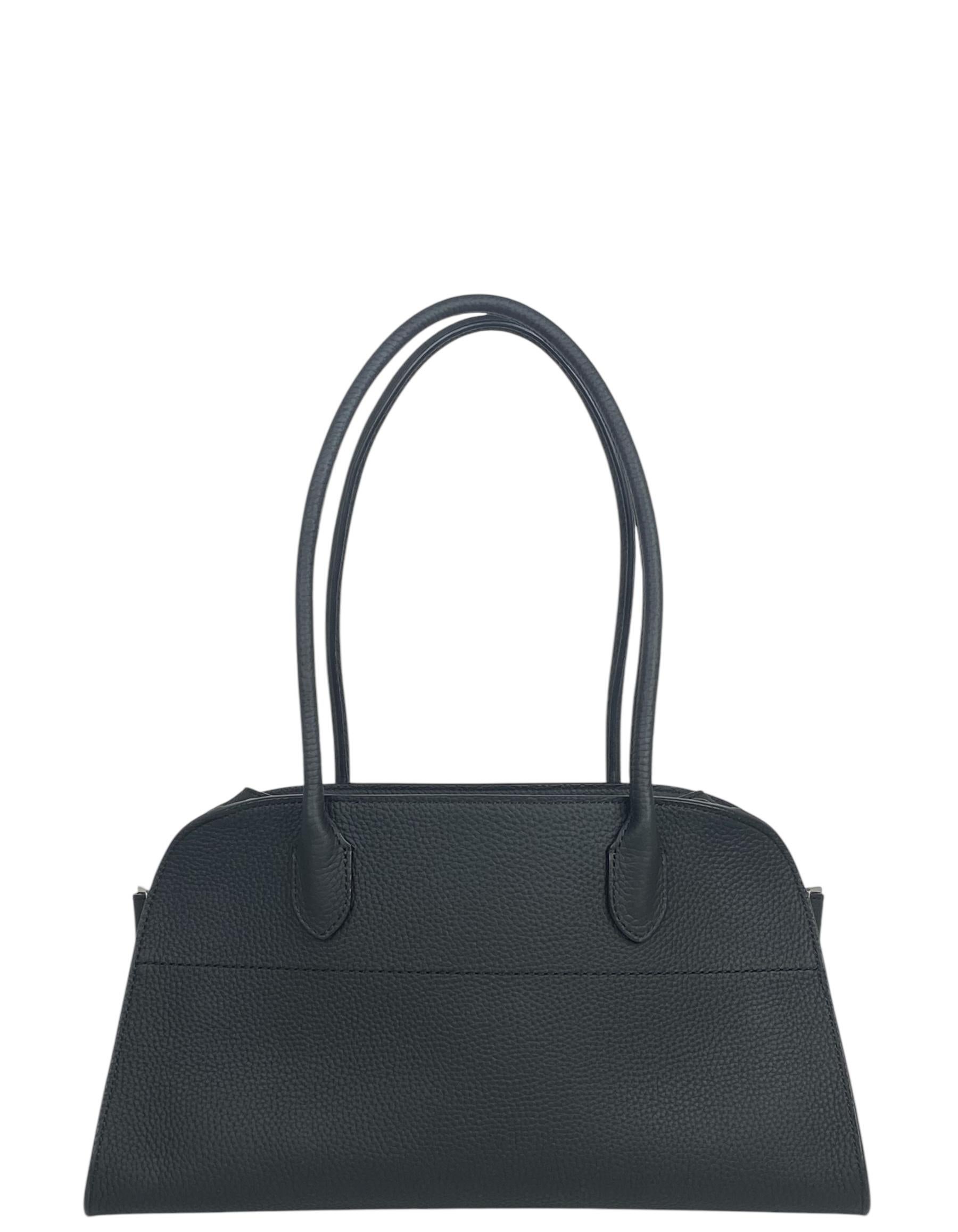 Noir The Row - Sac Margaux 12 en cuir de veau velouté noir E/W Soft en vente