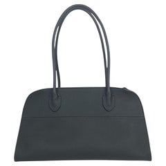 The Row Black Pebbled Calfskin Leather E/W Soft Margaux 12 Bag