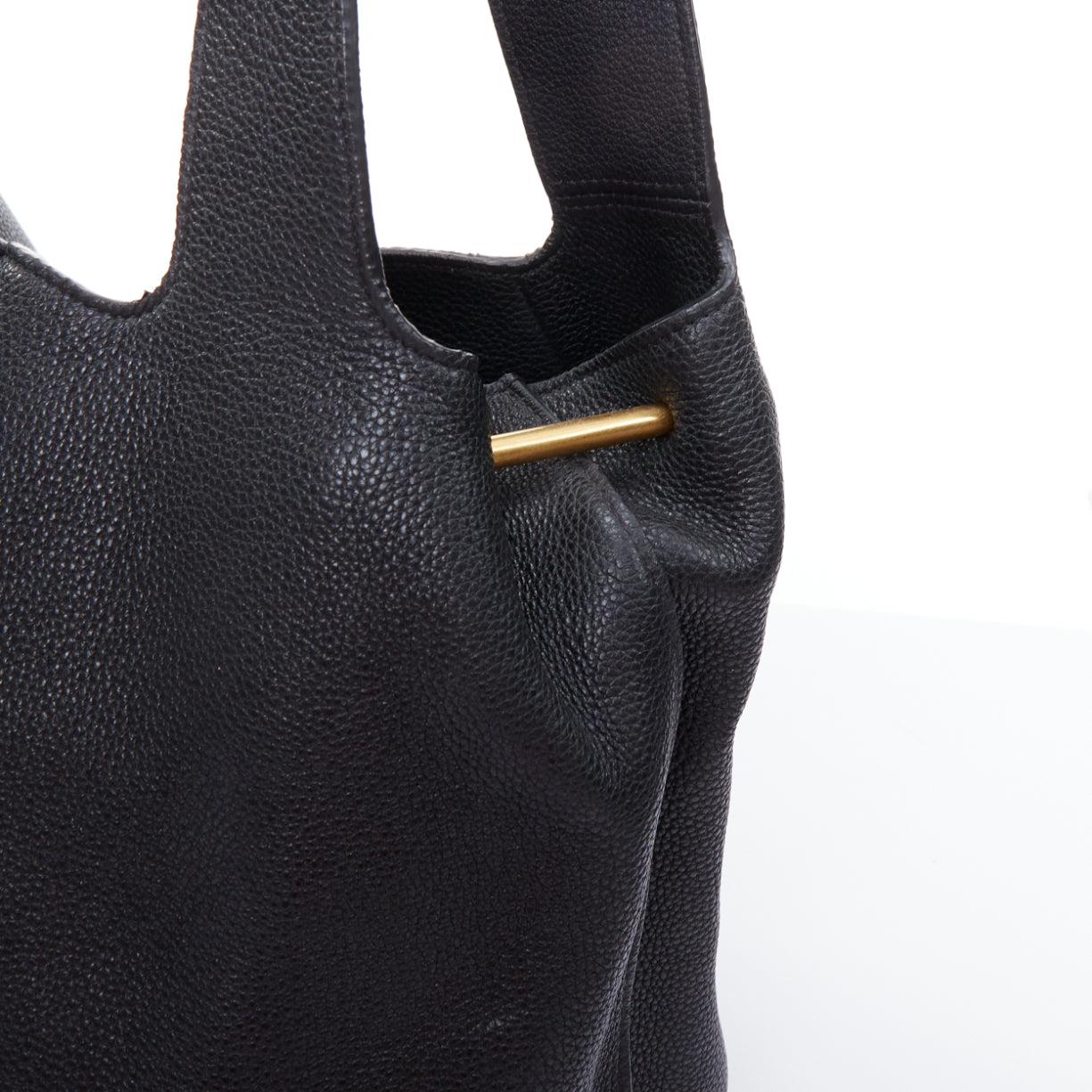THE ROW black pebbled leather gold stud minimal hobo tote bag For Sale 2