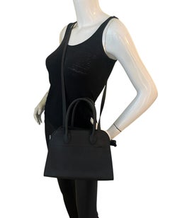 The Row Black Pebbled Leather Margaux 10 Bag w/ Strap
