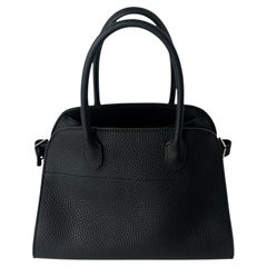 The Row Black Pebbled Leather Margaux 10 Bag w/ Strap