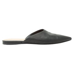 The Row Black Pointed-Toe Leather Mules