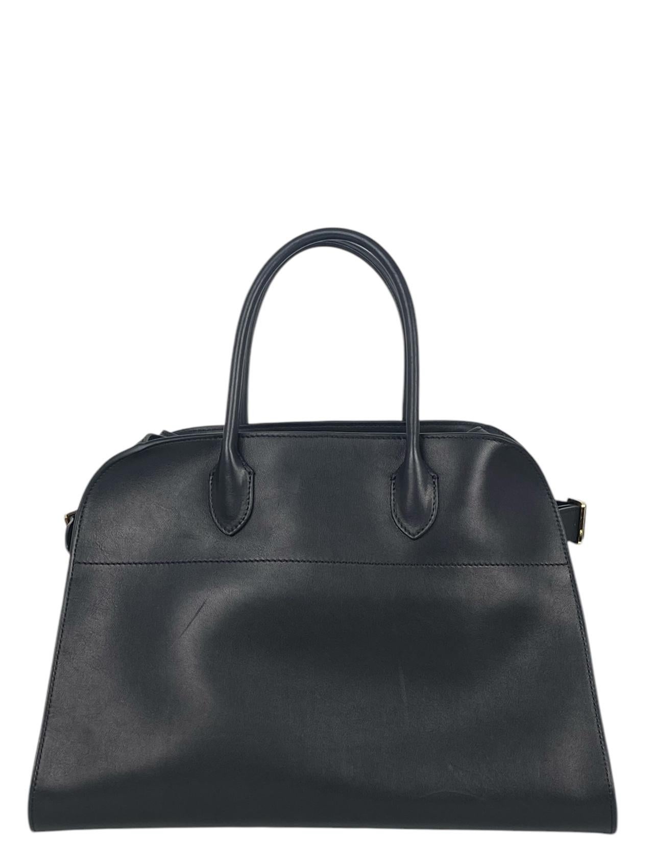 Noir The Row Sac Margaux 15 en cuir de veau souple poli noir en vente