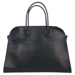 The Row Black Polished Calfskin Leather Soft Margaux 15 Bag