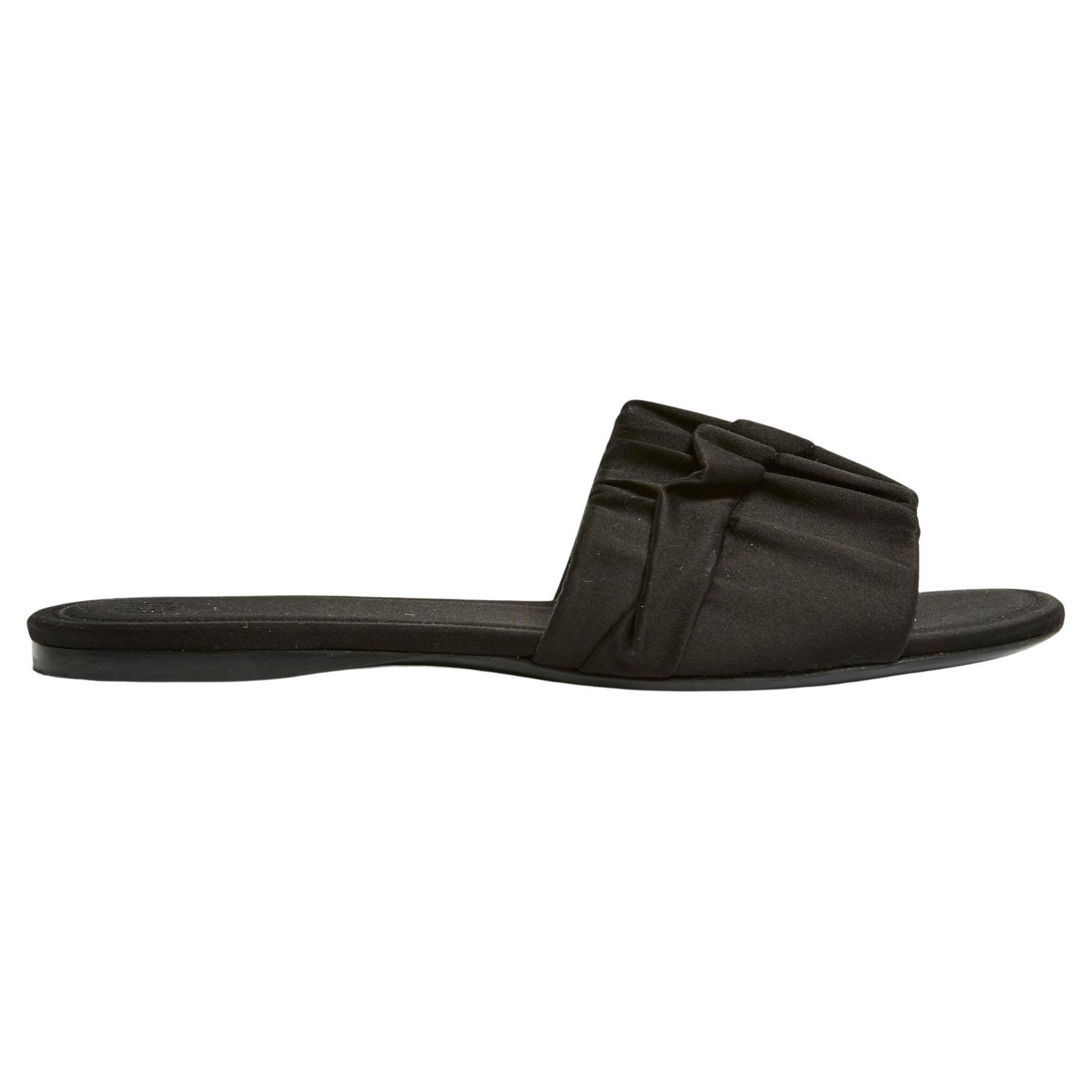 The Row Black Satin chic mule EU38.5 For Sale