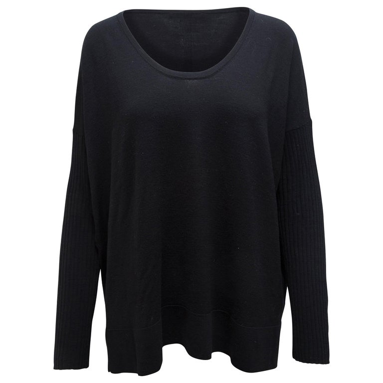The Row Black Scoop Neck Lightweight Oversized Sweater at 1stDibs