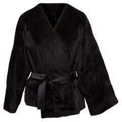 The Row Schwarze Wickeljacke aus geschorenem Nerz