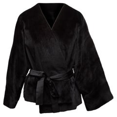 The Row Black Sheared Mink Wrap Jacket