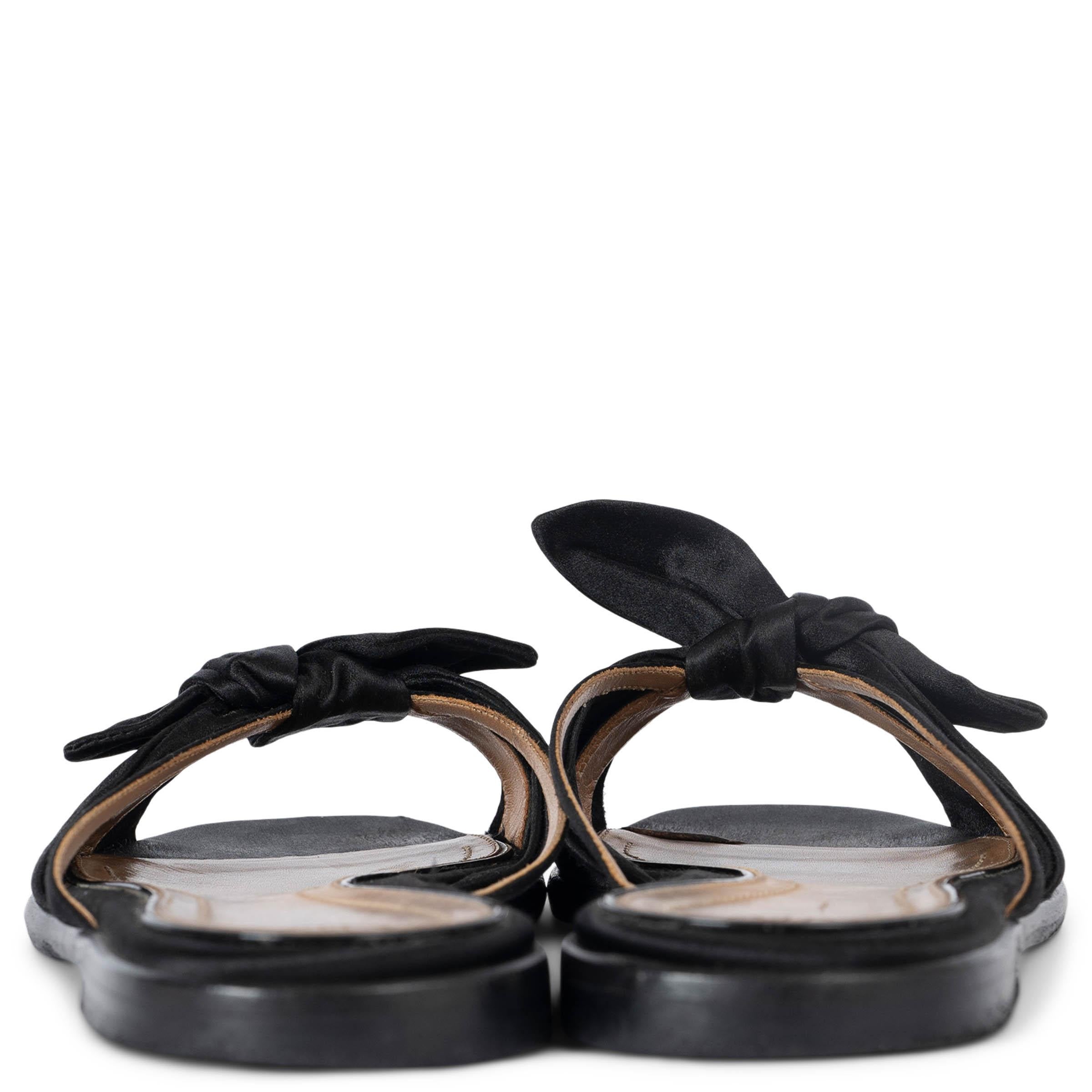 THE ROW black silk APRIL BOW SATIN SLIDE Sandals Shoes 38 In Fair Condition For Sale In Zürich, CH
