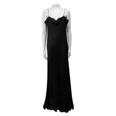 The Row Schwarzes Maxikleid mit Kuhausschnitt aus Seide Größe M
