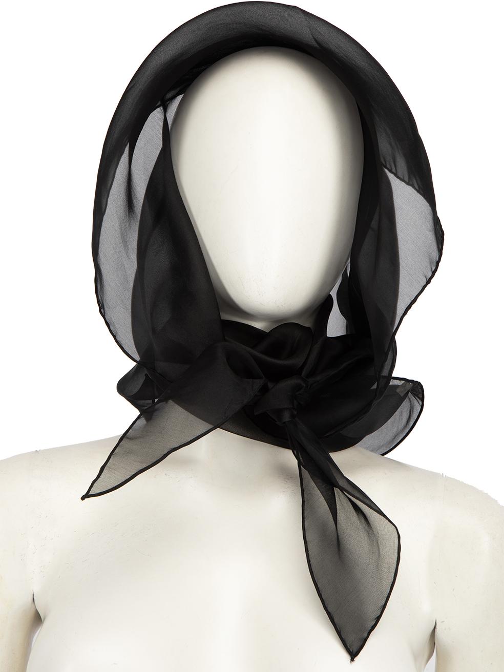 Women's The Row Black Silk Organza Milette Head Scarf