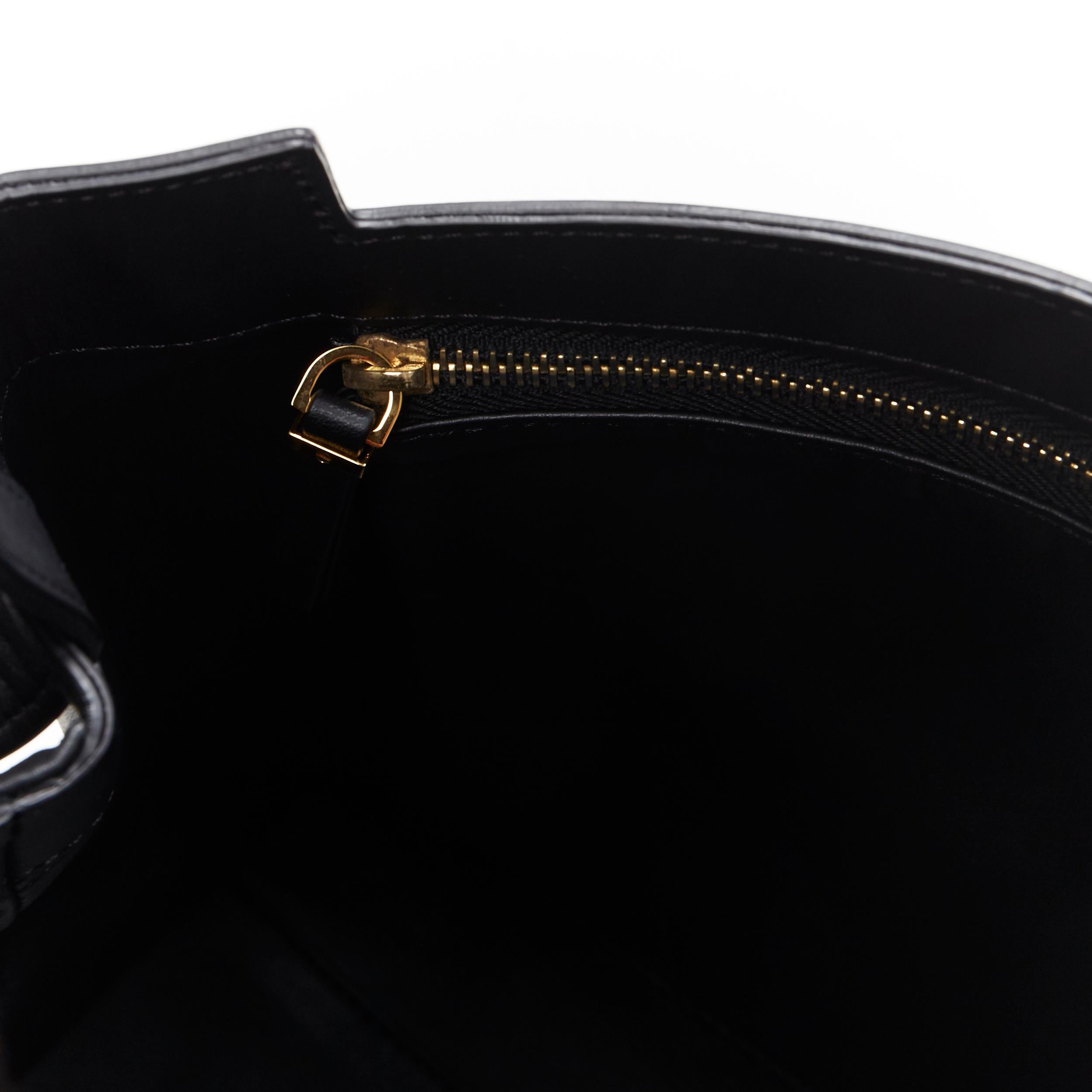 THE ROW black smooth leather minimalist flap front gold buckle shoulder bag 2