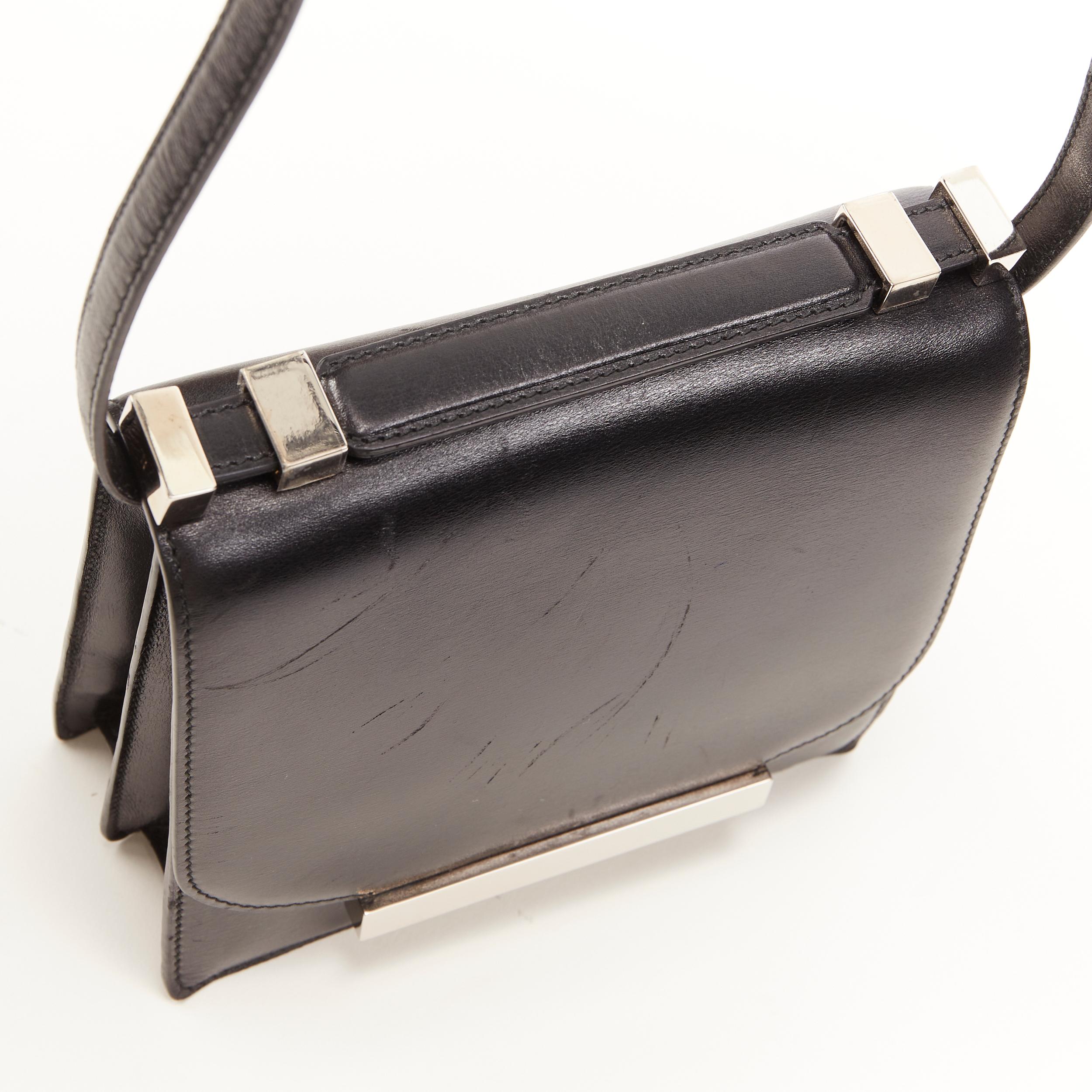 Women's THE ROW black smooth leather silver-tone hardware push lock flap shoulder bag