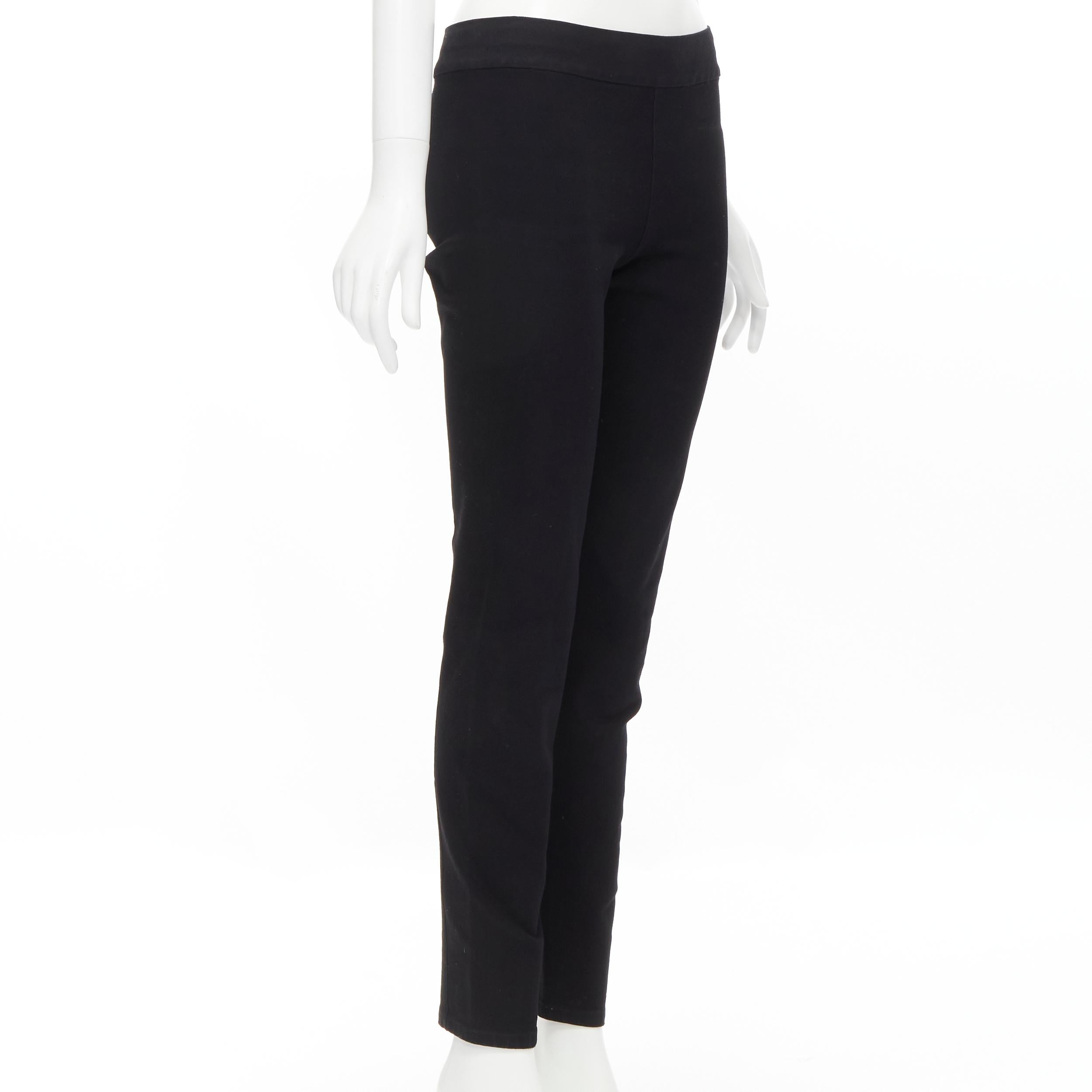 Black THE ROW black soft cotton stretch fit minimal legging pants S For Sale