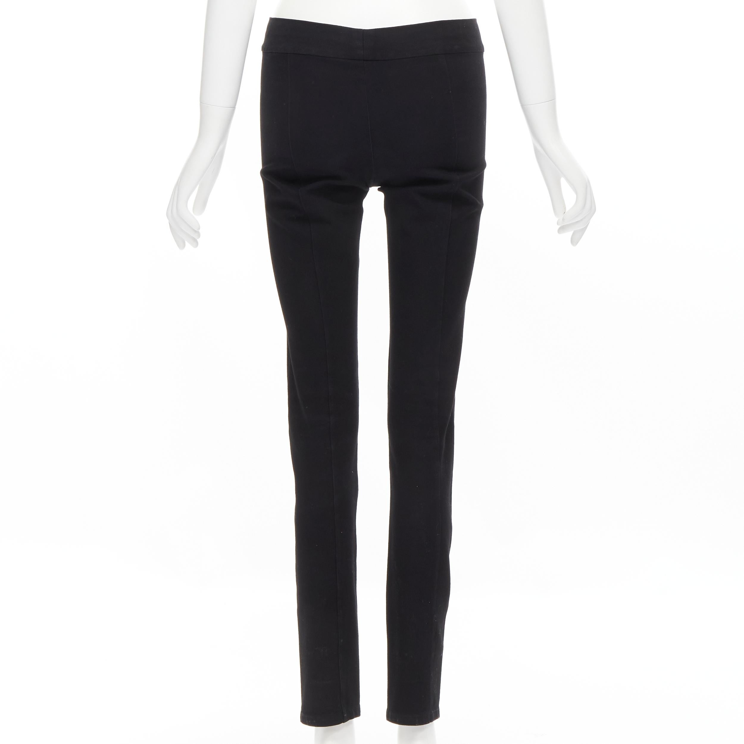 Women's THE ROW black soft cotton stretch fit minimal legging pants S For Sale