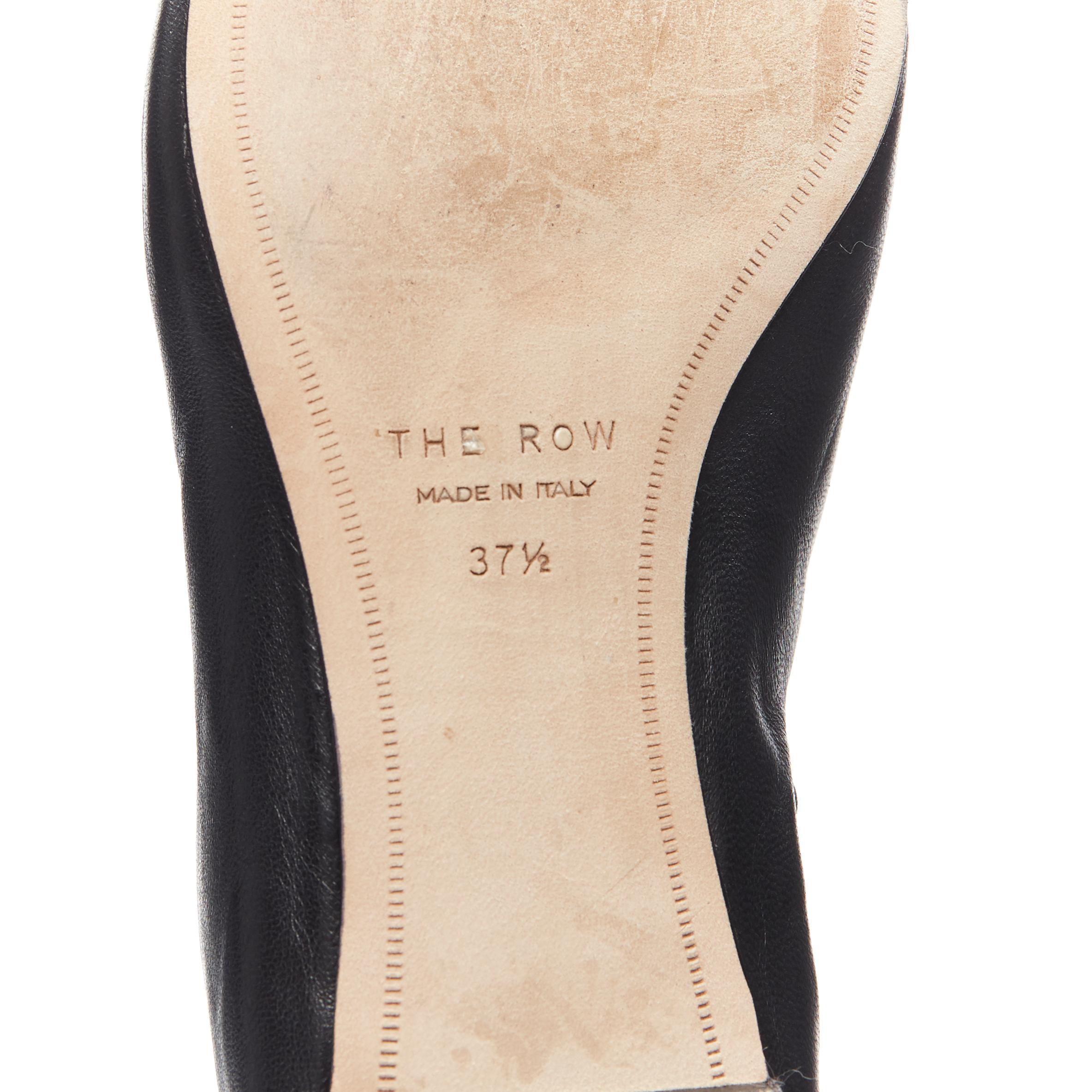 THE ROW black  soft supple leather almond toe babouche slip on flats EU37.5 4