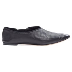 The Row nero morbida pelle morbida, punta a mandorla, babouche slip on flats EU37.5