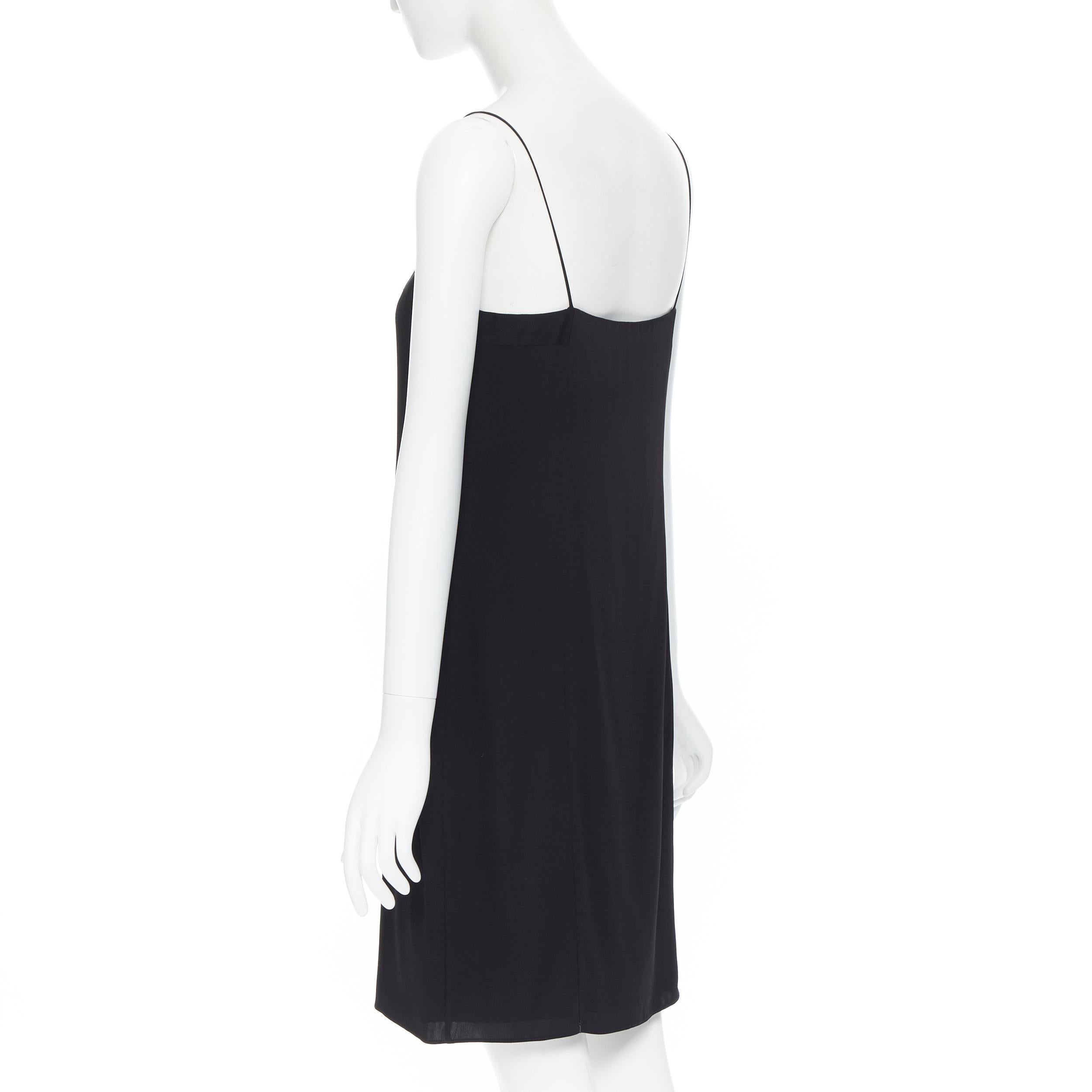 THE ROW black stretch silk spaghetti strap minimalist bodycon slip dress US0 XS In Excellent Condition In Hong Kong, NT