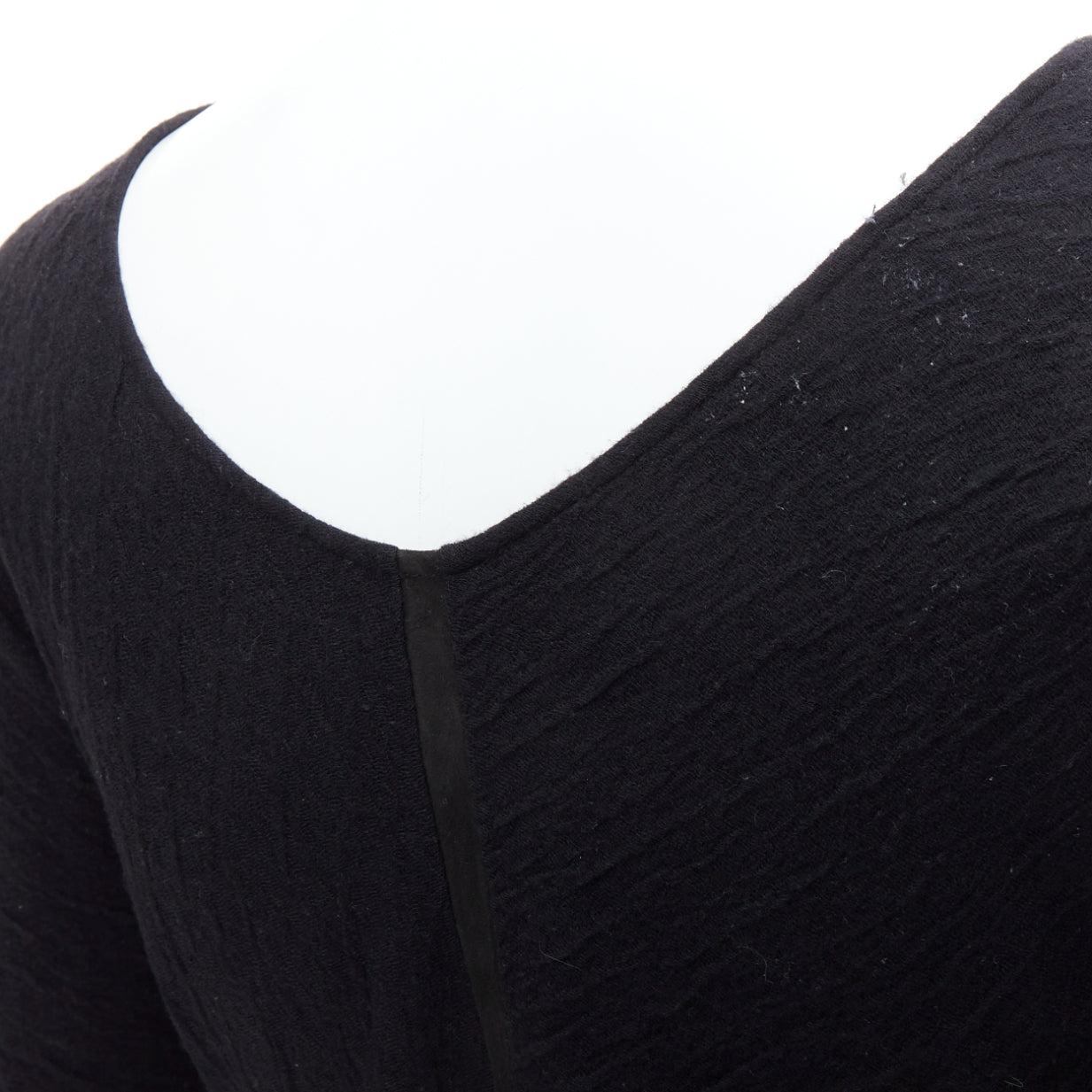 THE ROW black textured bateau neck cropped sleeve pullover top For Sale 1